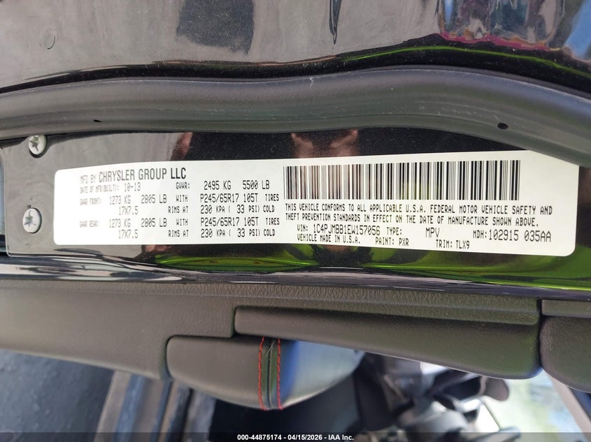 2014 Jeep Cherokee Trailhawk VIN: 1C4PJMBB1EW157056 Lot: 44875174