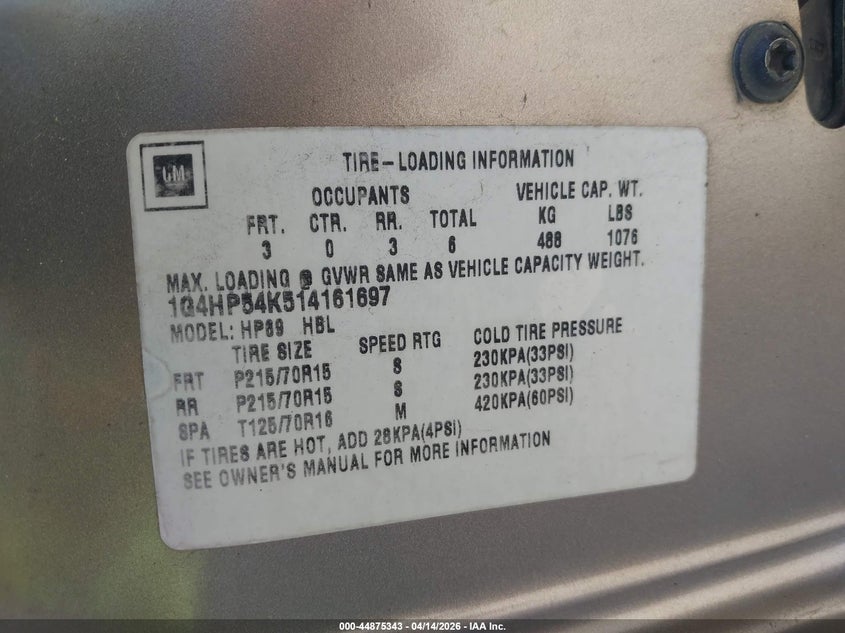 2001 Buick Lesabre Custom VIN: 1G4HP54K514161697 Lot: 44875343