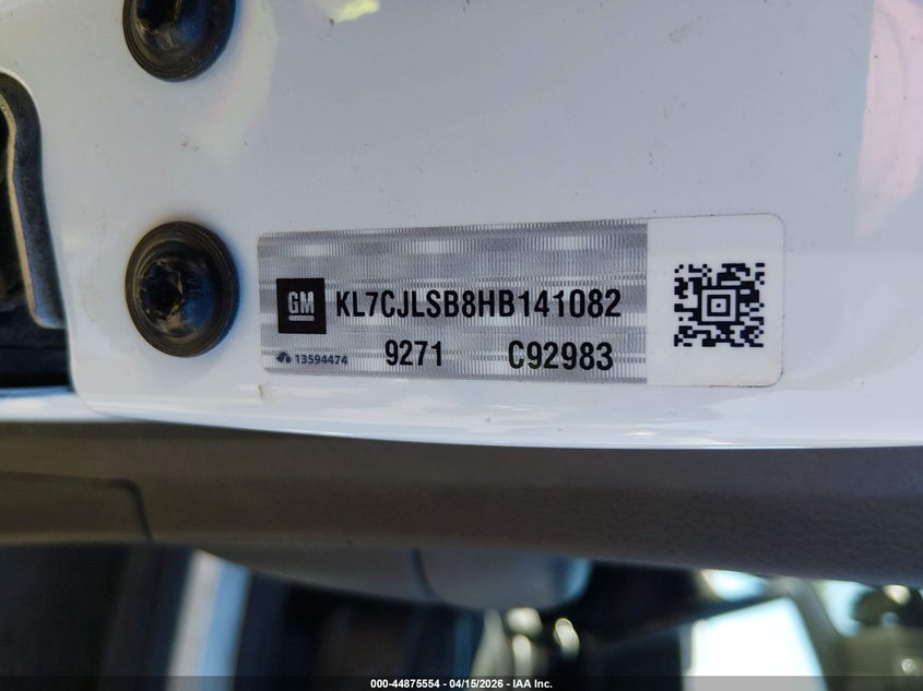 2017 Chevrolet Trax Lt VIN: KL7CJLSB8HB141082 Lot: 44875554