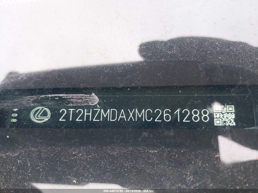 2021 Lexus Rx 350 VIN: 2T2HZMDAXMC261288 Lot: 44875780