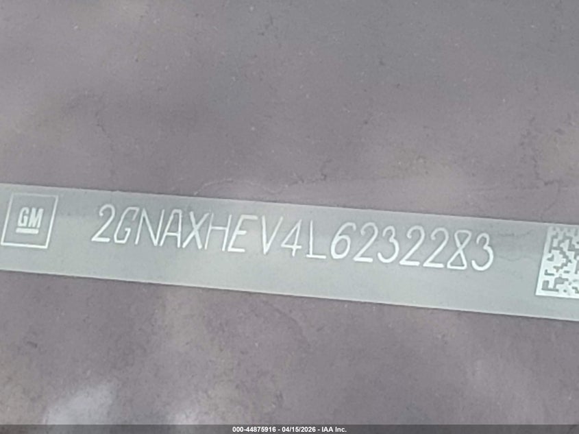 2020 Chevrolet Equinox Fwd Ls VIN: 2GNAXHEV4L6232283 Lot: 44875916