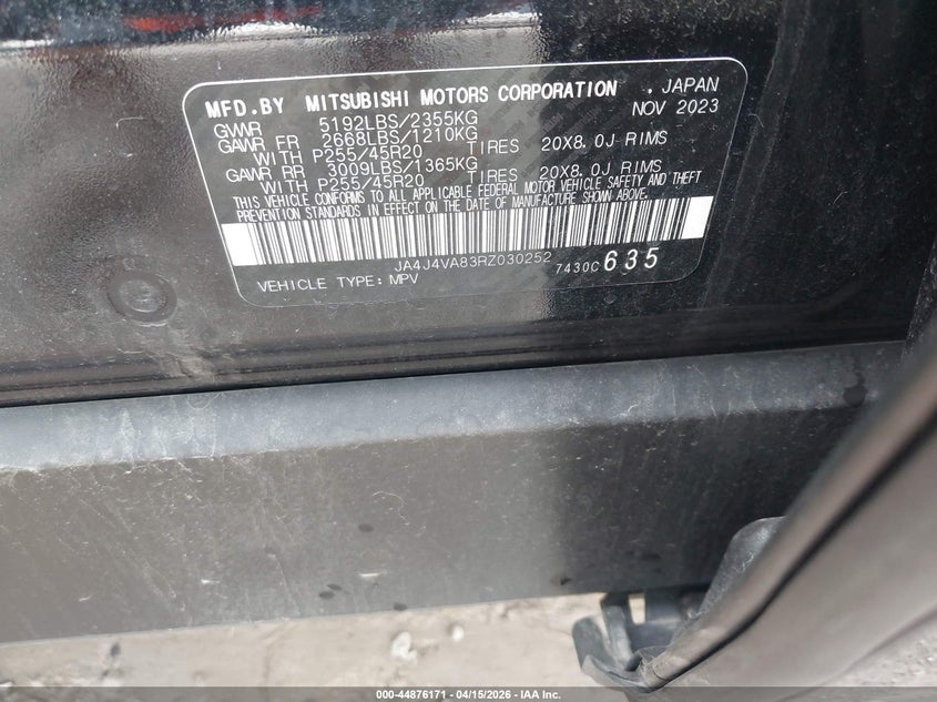 2024 Mitsubishi Outlander Se 2.5 S-Awc/Se Black Edition S-Awc/Se Black Edition W/Pano Roof S-Awc/Se Ralliart S-Awc VIN: JA4J4VA83RZ030252 Lot: 44876171