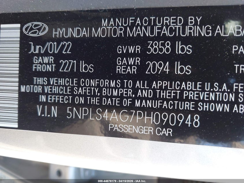 2023 Hyundai Elantra Sel VIN: 5NPLS4AG7PH090948 Lot: 44876179