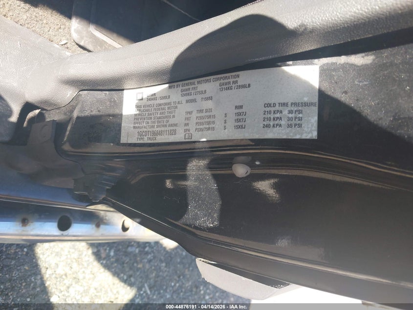 2004 Chevrolet Colorado Ls VIN: 1GCDT196848111828 Lot: 44876191