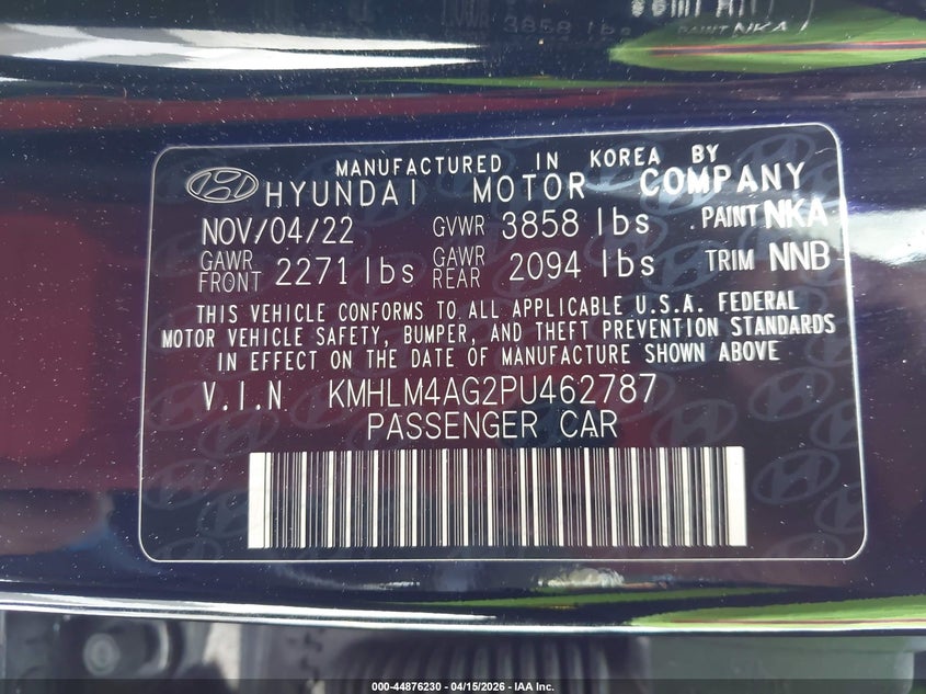 2023 Hyundai Elantra Sel VIN: KMHLM4AG2PU462787 Lot: 44876230