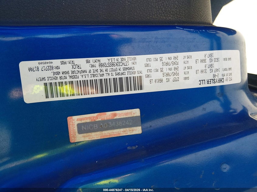 2008 Mitsubishi Raider Ls VIN: 1Z7HC22K98S572080 Lot: 44876247