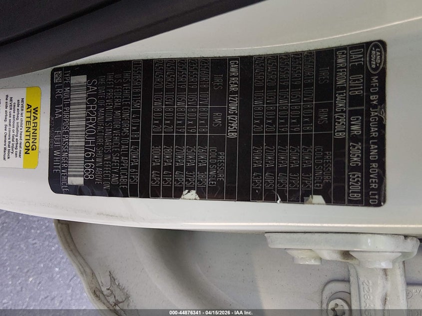 2018 Land Rover Discovery Sport Hse VIN: SALCR2RX0JH761668 Lot: 44876341