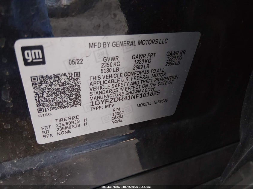 2022 Cadillac Xt4 Awd Premium Luxury VIN: 1GYFZDR41NF161825 Lot: 44876367