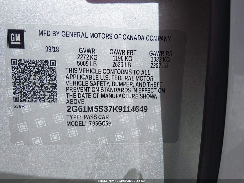 2019 Cadillac Xts 3.6 Xts Luxury silver Lot 111044876713 Vin 2G61M5S37K9114649