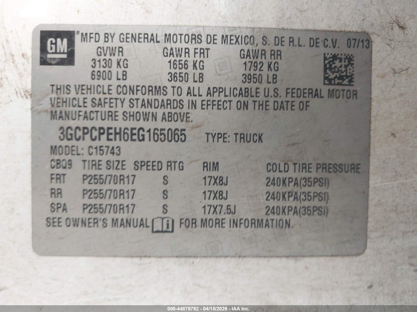 2014 Chevrolet Silverado 1500 Work Truck 1Wt VIN: 3GCPCPEH6EG165065 Lot: 44876792