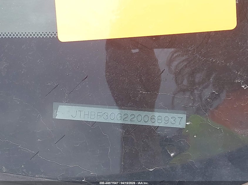 2002 Lexus Es 300 VIN: JTHBF30G220068937 Lot: 44877047