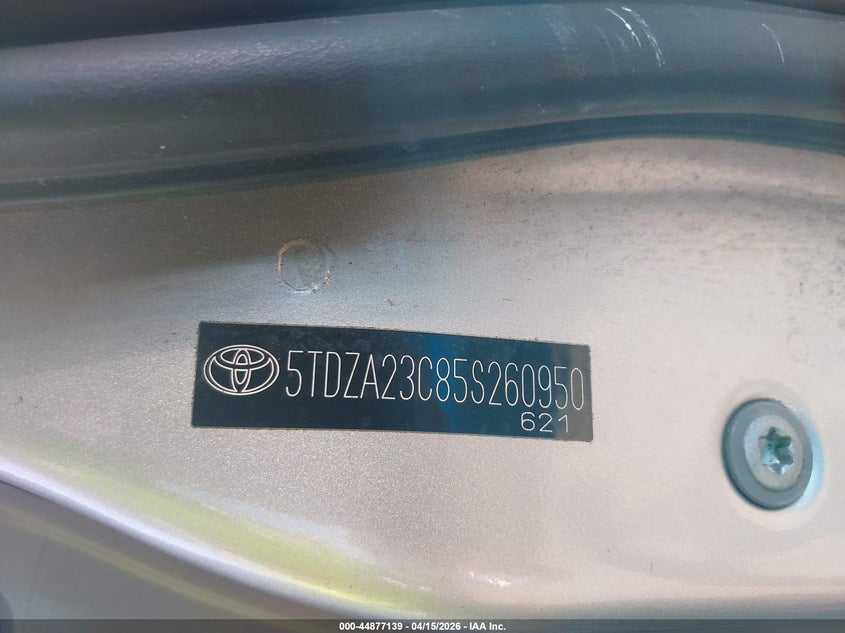 2005 Toyota Sienna Le VIN: 5TDZA23C85S260950 Lot: 44877139