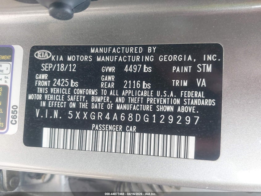 2013 KIA OPTIMA SEDAN 2.0L I-4 DI, DOHC, VVT, TURBO, 274HP