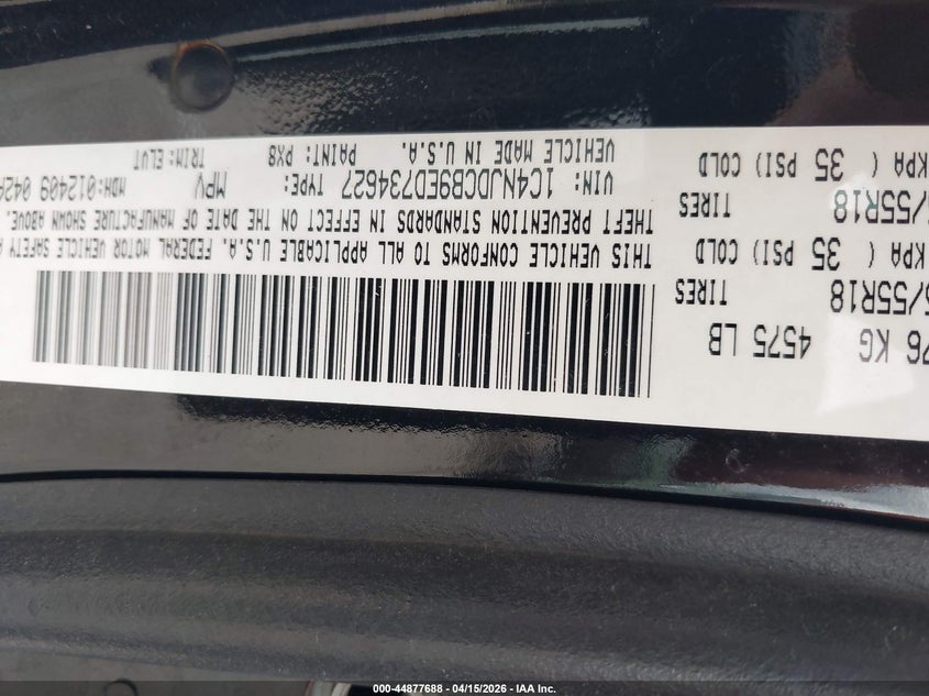 2014 Jeep Compass Limited VIN: 1C4NJDCB9ED734627 Lot: 44877688