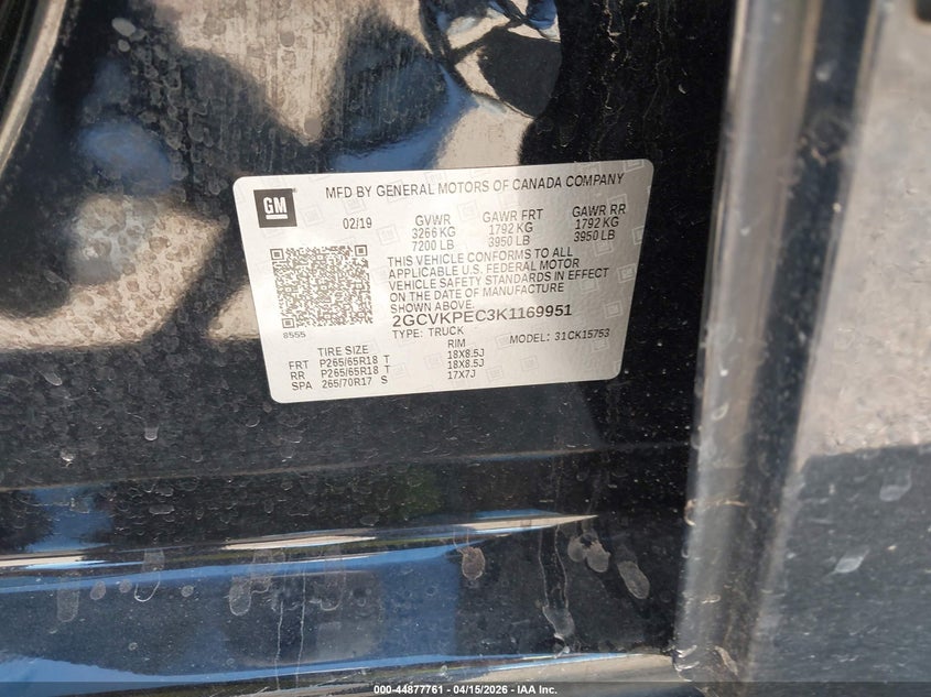 2019 Chevrolet Silverado 1500 Ld Lt VIN: 2GCVKPEC3K1169951 Lot: 44877761