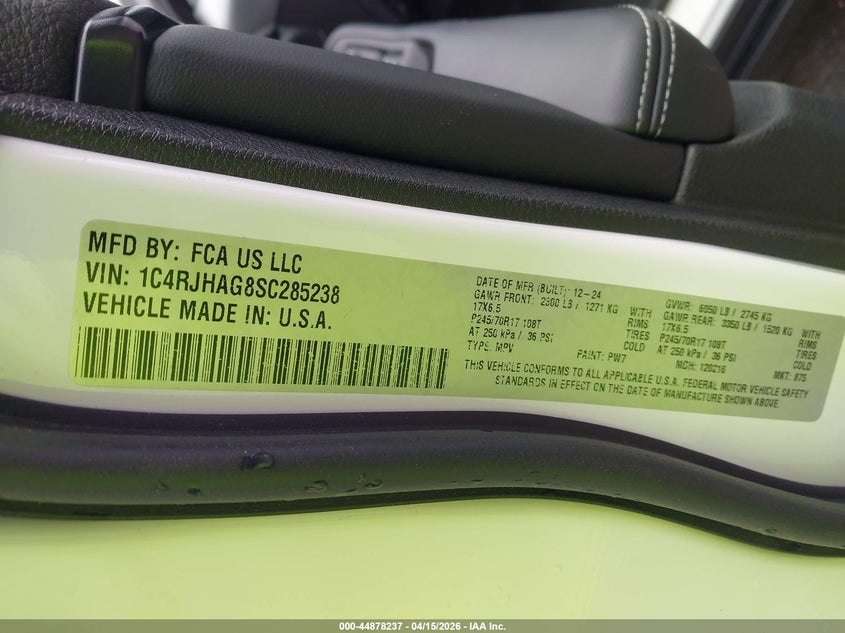 2025 Jeep Grand Cherokee Laredo 4X4 VIN: 1C4RJHAG8SC285238 Lot: 44878237