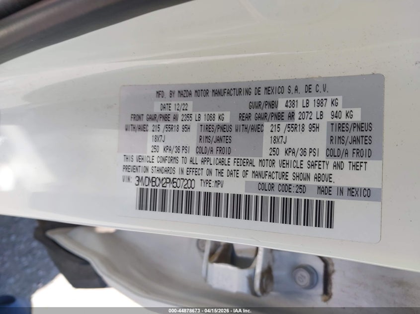 2023 Mazda Cx-30 2.5 S Preferred VIN: 3MVDMBCM2PM507200 Lot: 44878673