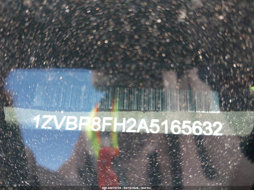 2010 Ford Mustang Gt/Gt Premium VIN: 1ZVBP8FH2A5165632 Lot: 44878709