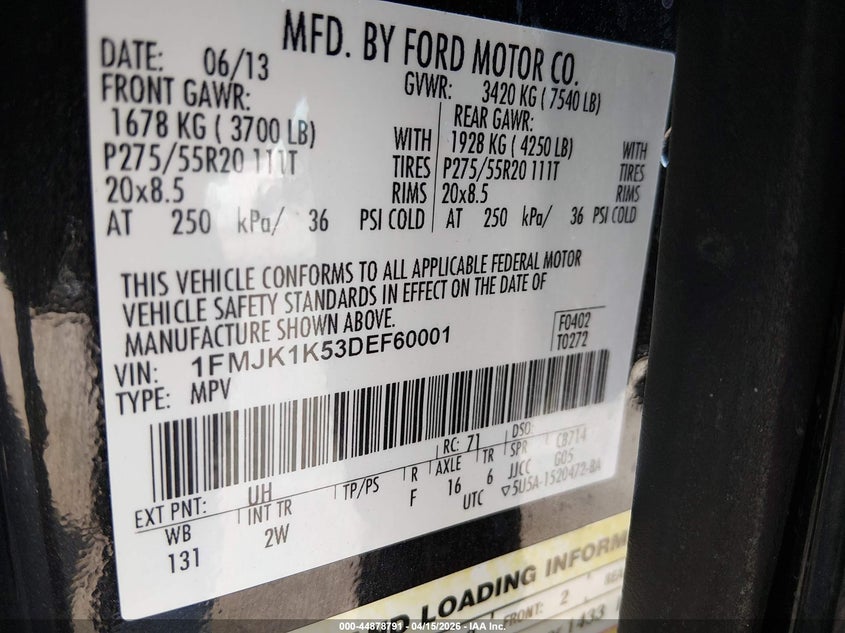 2013 FORD EXPEDITION SPORT UTILITY VEHICLE 5.4L V-8 VVT, 310HP