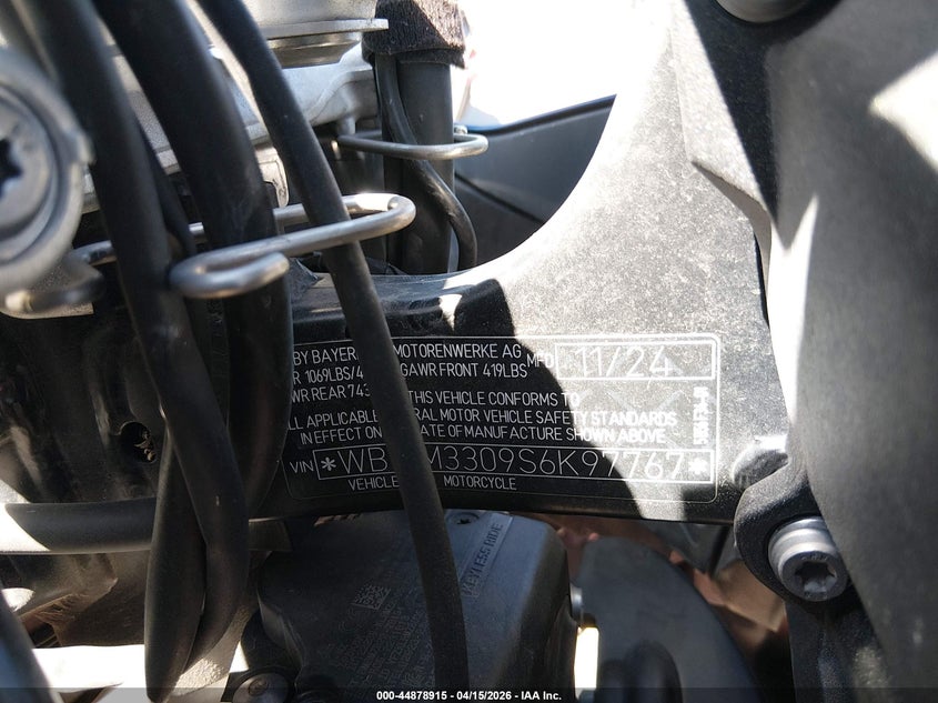 2025 BMW R 1300 Gs Adventure VIN: WB10M3309S6K97767 Lot: 44878915