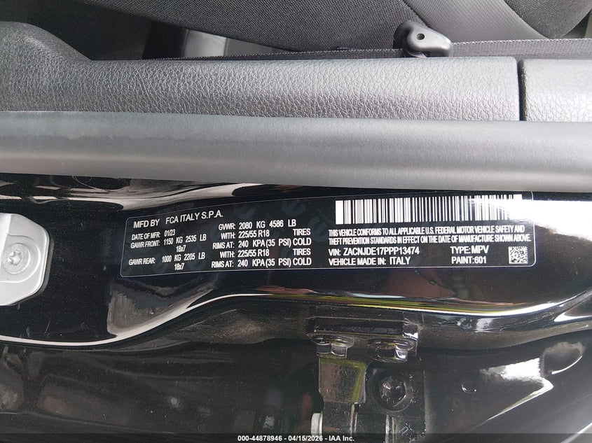 2023 Jeep Renegade Altitude 4X4 VIN: ZACNJDE17PPP13474 Lot: 44878946