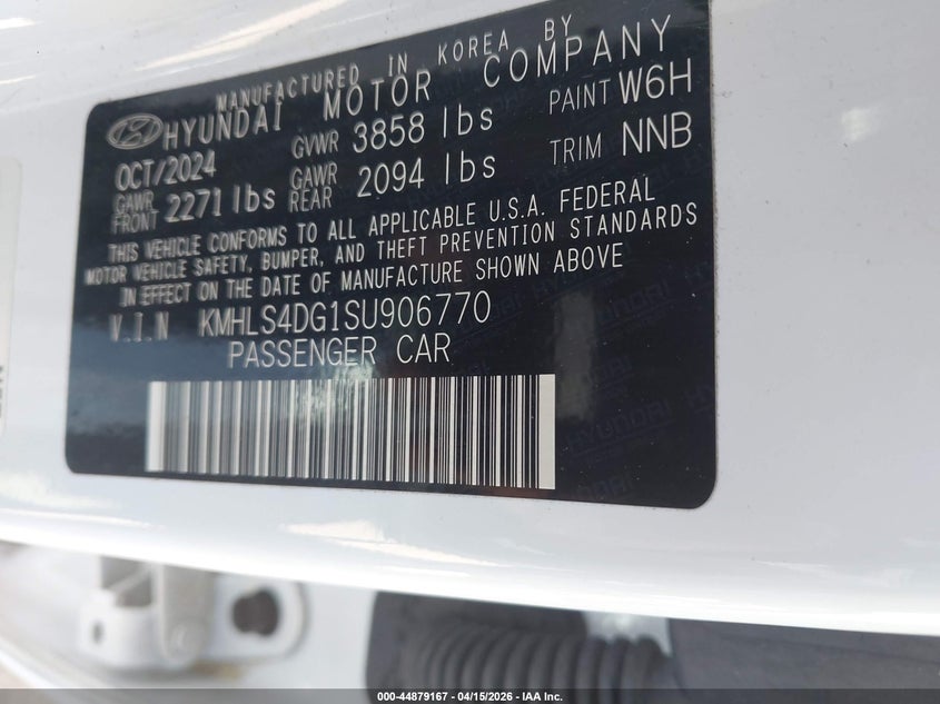 2025 Hyundai Elantra Sel Convenience VIN: KMHLS4DG1SU906770 Lot: 44879167