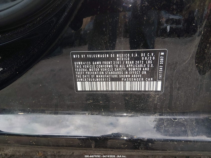 2020 Volkswagen Jetta 1.4T R-Line/1.4T S/1.4T Se VIN: 3VWCB7BU9LM059112 Lot: 44879292