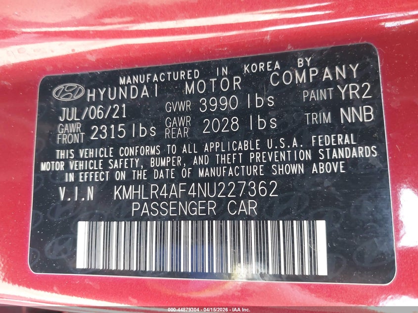 2022 Hyundai Elantra N Line VIN: KMHLR4AF4NU227362 Lot: 44879304