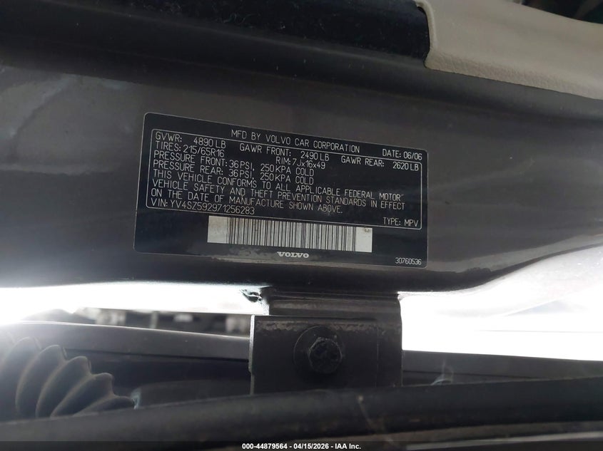 2007 Volvo Xc70 2.5T VIN: YV4SZ592971256283 Lot: 44879564