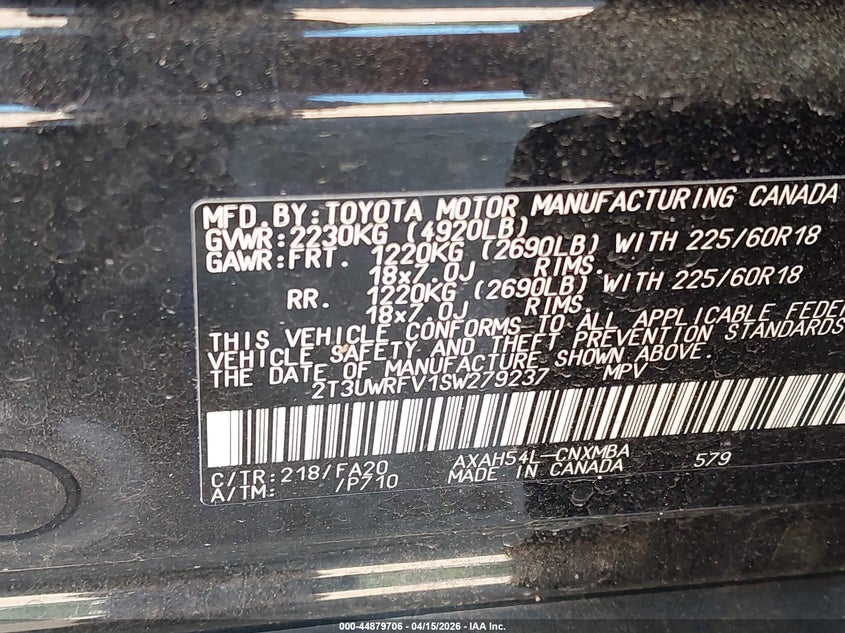 2025 Toyota Rav4 Hybrid Woodland Edition VIN: 2T3UWRFV1SW279237 Lot: 44879706