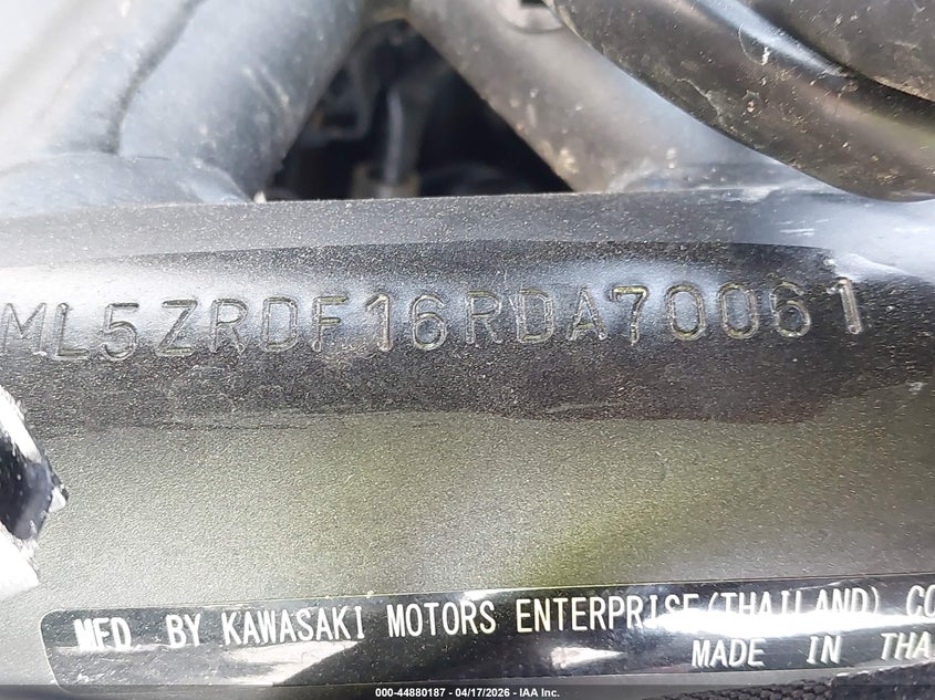 2024 Kawasaki Zr900 F VIN: ML5ZRDF16RDA70061 Lot: 44880187