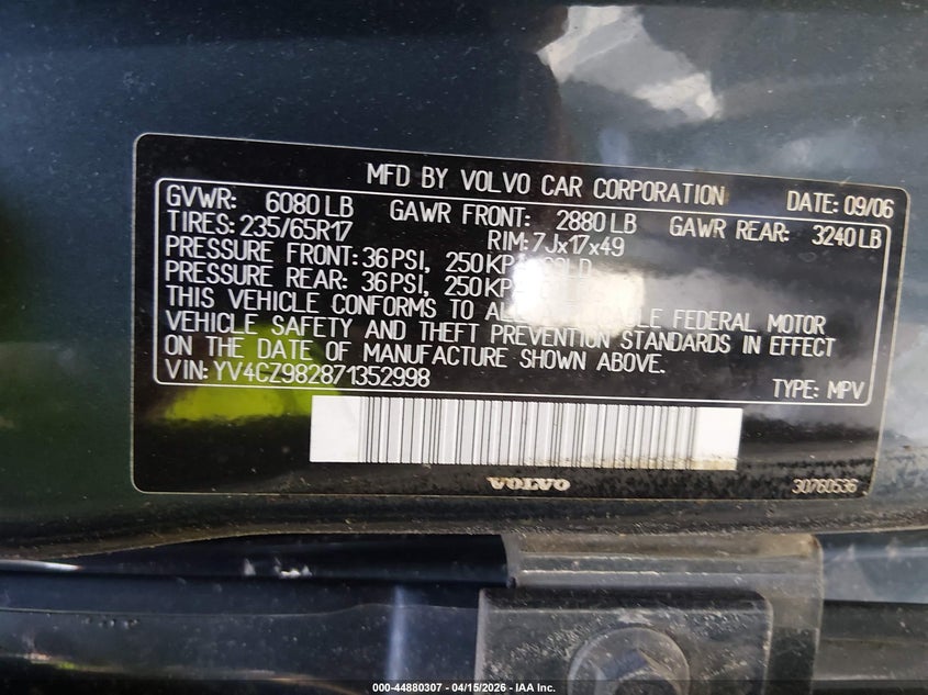 2007 Volvo Xc90 3.2 VIN: YV4CZ982871352998 Lot: 44880307