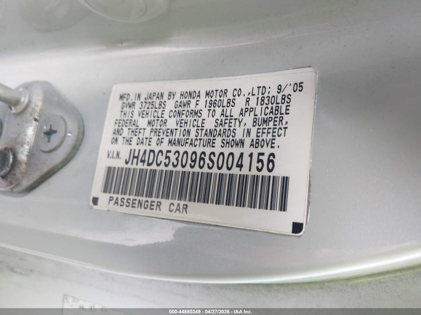 2006 Acura Rsx Type S VIN: JH4DC53096S004156 Lot: 44880349