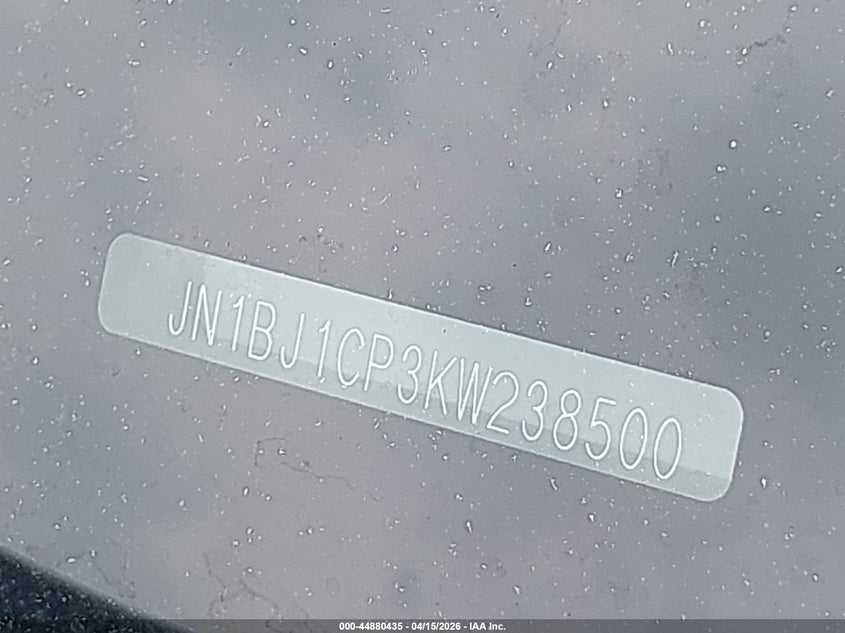 2019 Nissan Rogue Sport Sv VIN: JN1BJ1CP3KW238500 Lot: 44880435