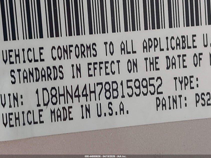 2008 Dodge Grand Caravan Se VIN: 1D8HN44H78B159952 Lot: 44880636