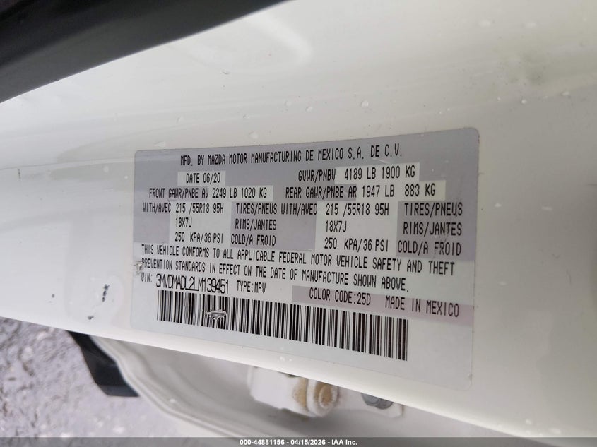 2020 Mazda Cx-30 Preferred Package VIN: 3MVDMADL2LM139451 Lot: 44881156