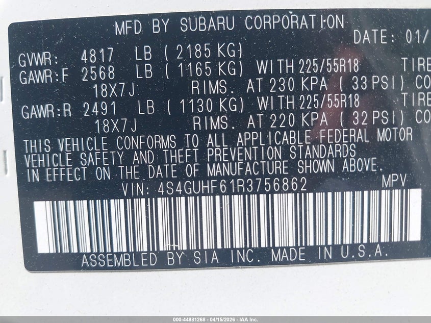 2024 Subaru Crosstrek Sport VIN: 4S4GUHF61R3756862 Lot: 44881268
