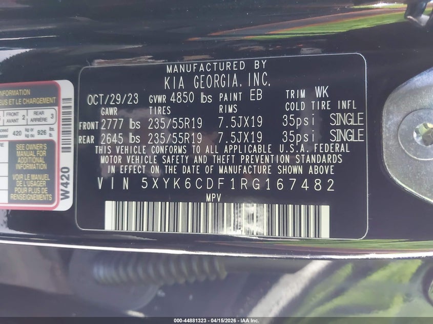 2024 Kia Sportage X-Line VIN: 5XYK6CDF1RG167482 Lot: 44881323