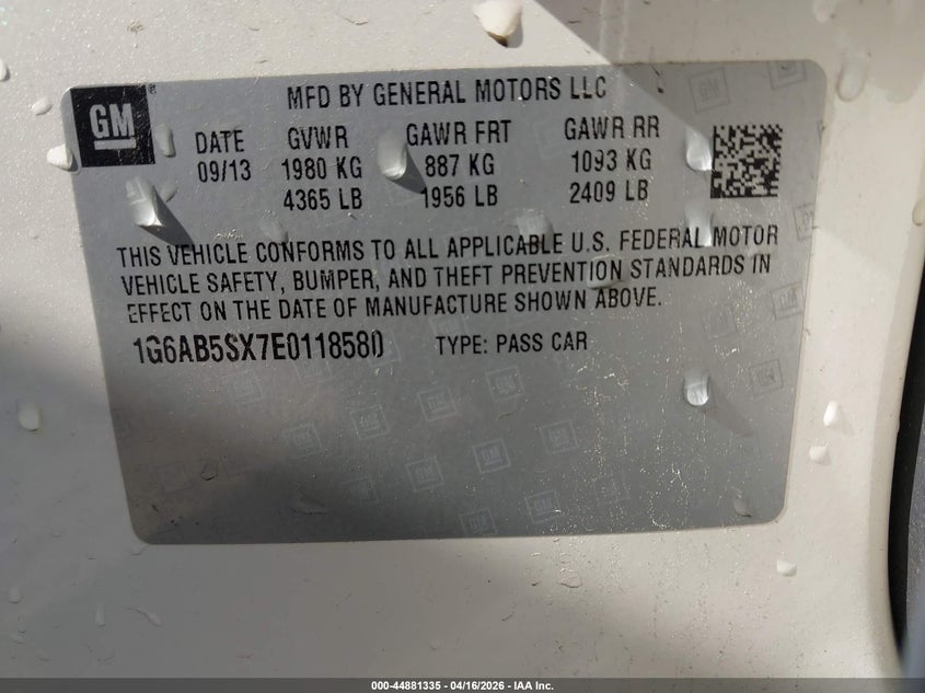 2014 Cadillac Ats 2.0 Ats Luxury cream Lot 111044881335 Vin 1G6AB5SX7E0118580