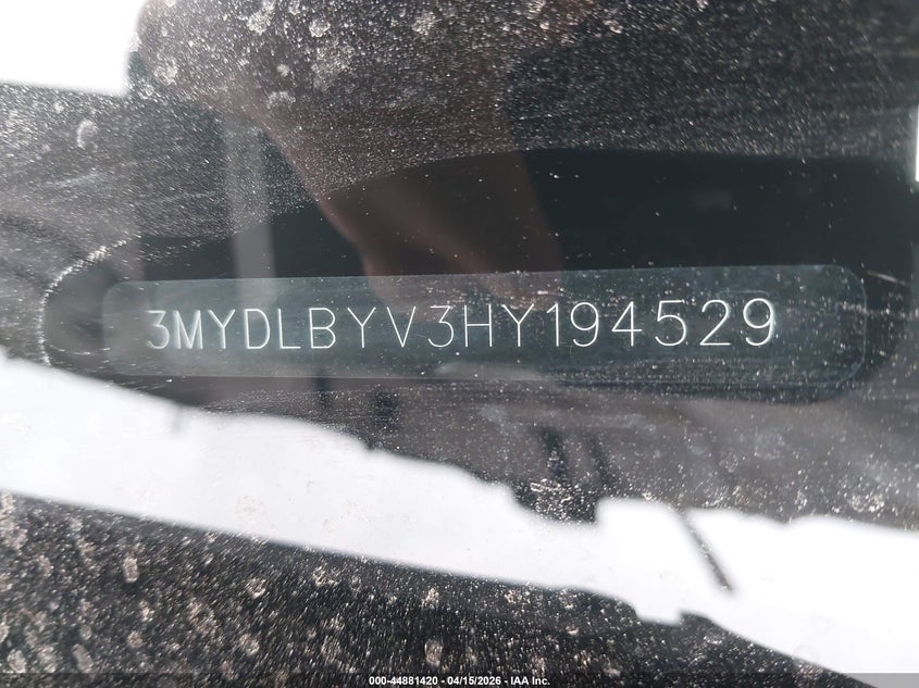 2017 Toyota Yaris Ia VIN: 3MYDLBYV3HY194529 Lot: 44881420