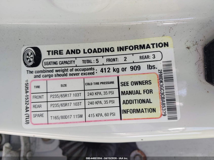 2012 Ford Edge Se VIN: 2FMDK3GC3CBA85329 Lot: 44881554