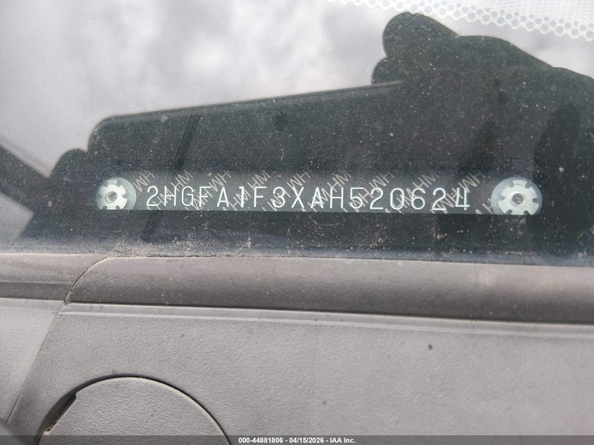 2010 Honda Civic Vp VIN: 2HGFA1F3XAH520624 Lot: 44881806