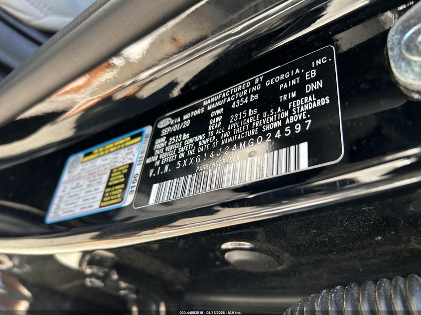2021 Kia K5 Lxs VIN: 5XXG14J24MG024597 Lot: 44882518