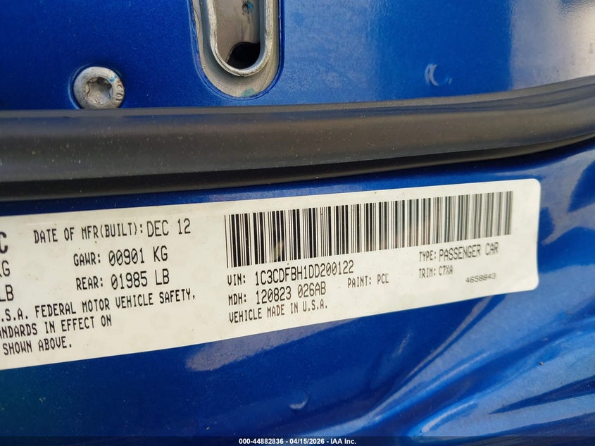 2013 Dodge Dart Rallye VIN: 1C3CDFBH1DD200122 Lot: 44882836