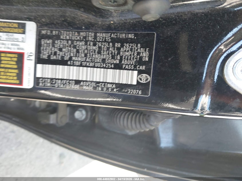 2015 Toyota Camry Le VIN: 4T1BF1FK8FU034254 Lot: 44882902