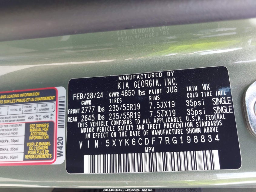 2024 Kia Sportage X-Line VIN: 5XYK6CDF7RG198834 Lot: 44883345