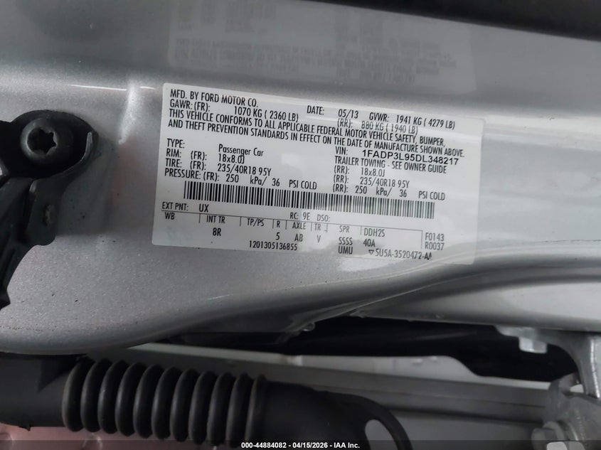 2013 Ford Focus St VIN: 1FADP3L95DL348217 Lot: 44884082