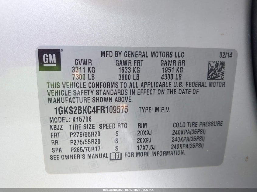 2015 GMC YUKON SPORT UTILITY VEHICLE 5.3L V-8 DI, VVT, 355HP