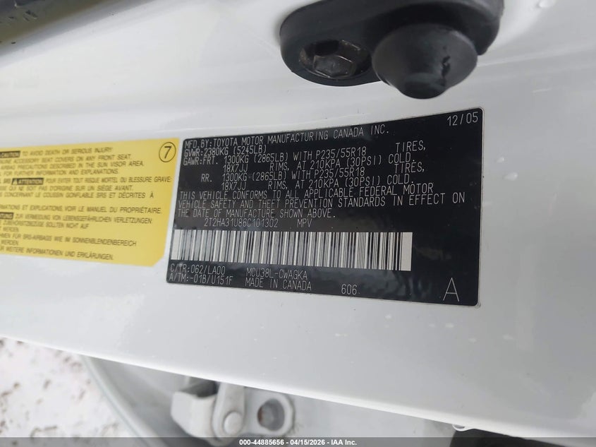 2006 Lexus Rx 330 VIN: 2T2HA31U86C101302 Lot: 44885656