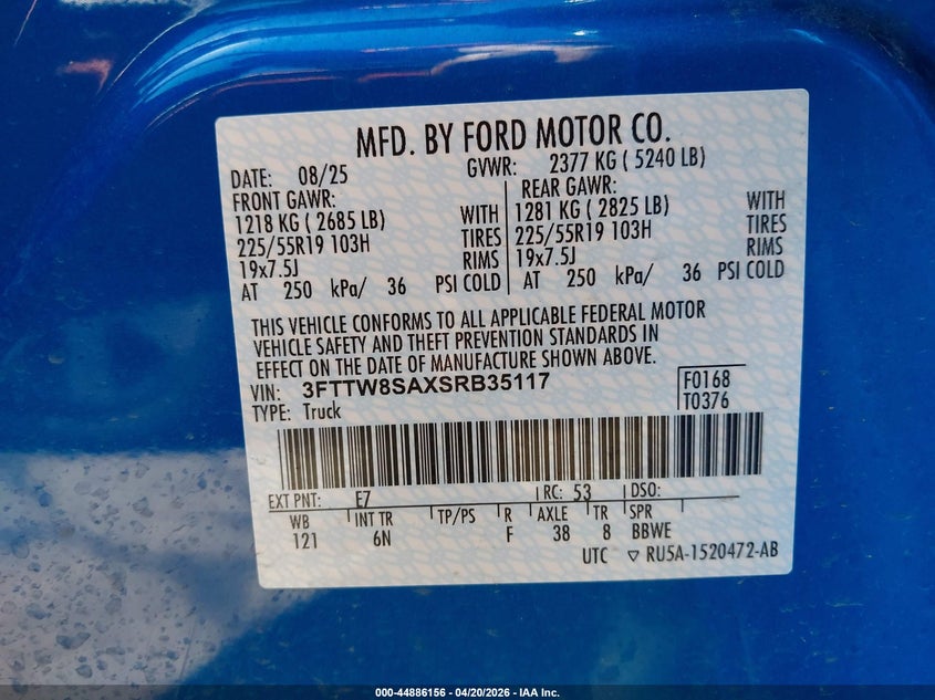 2025 FORD MAVERICK TRUCK 2.0L I-4 DI, DOHC, VVT, TURBO, 250HP